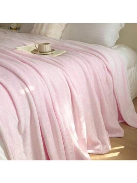 1pc Solid Color Flannel Fleece Blanket, Suitable For Bedroom, Sofa, All Seasons - Size 150*200