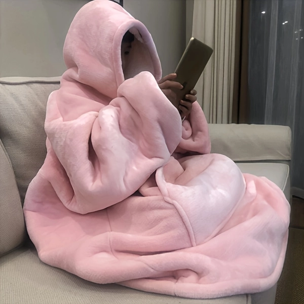 for & Soft Double-Sided Hooded Blanket Pajamas - Oversized Cozy Bedspread with Kangaroo Pockets, Machine Washable Christmas/Valentine's/New Year Gift, Bedspread for, Office Use (Suitable for s)