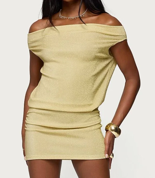 Edikted Women's Eris Metallic Off Shoulder Mini Dress