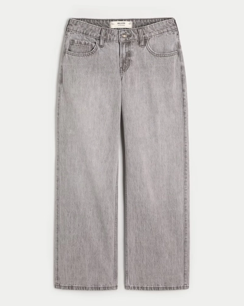 Women's Low-Rise Grey Baggy Jeans | Women's Bottoms | HollisterCo.com