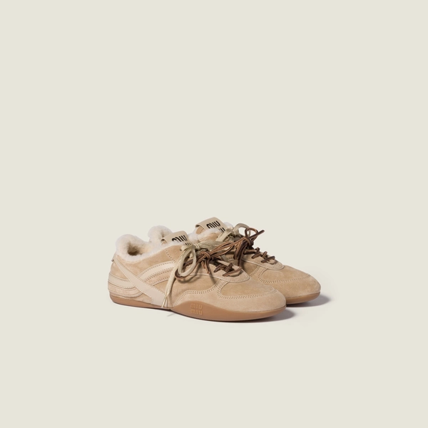 Gymnasium suede and shearling sneakers