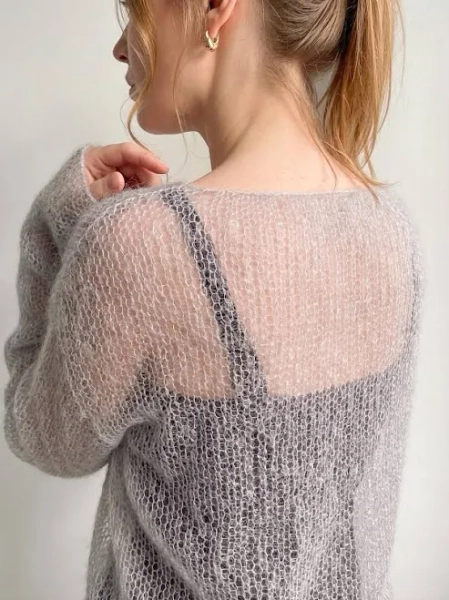 Women's Oversized Sheer Knit Mohair Silk Sweater