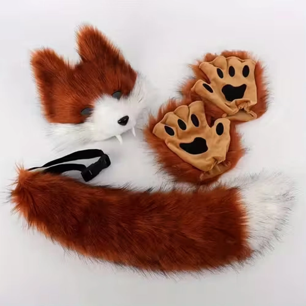 costume halloween featuring realistic wolf teeth a tail - Temu