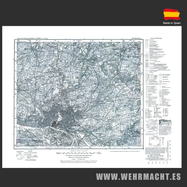 German map - Hamburg 1942 (Germany)