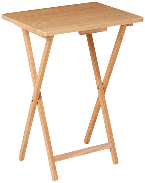 Mainstays Folding TV Tray Table, Rubberwood, Natural, 19" x 14.5" x 26", Indoor, 1 Piece