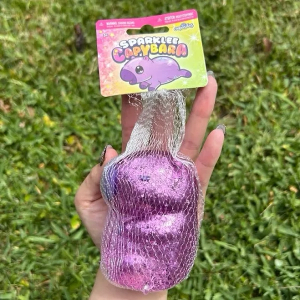 Five Below Sparklee Capybara Sugar Squishy Fidget Animal Glittery Sparkly PURPLE Squeezy - New Toys & Collectibles
