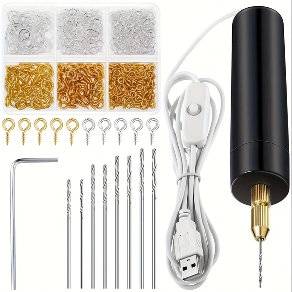 electric resin drilling kit including 400 golden silvery eye - Temu