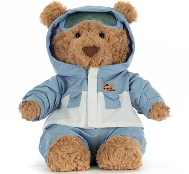 2025 Winter Ski Bear Plush Toy – Cute Christmas Edition Bashful Bear in Ski Outfit, Soft Stuffed Doll Gift for Kids & Collectors
