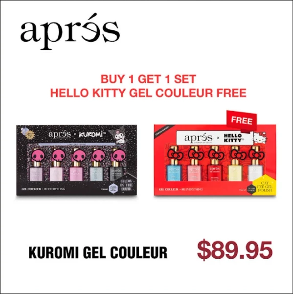 Apres x Kuromi Naughty and Nice Flash Glitter Gel Couleur 10ml (Set of 5)