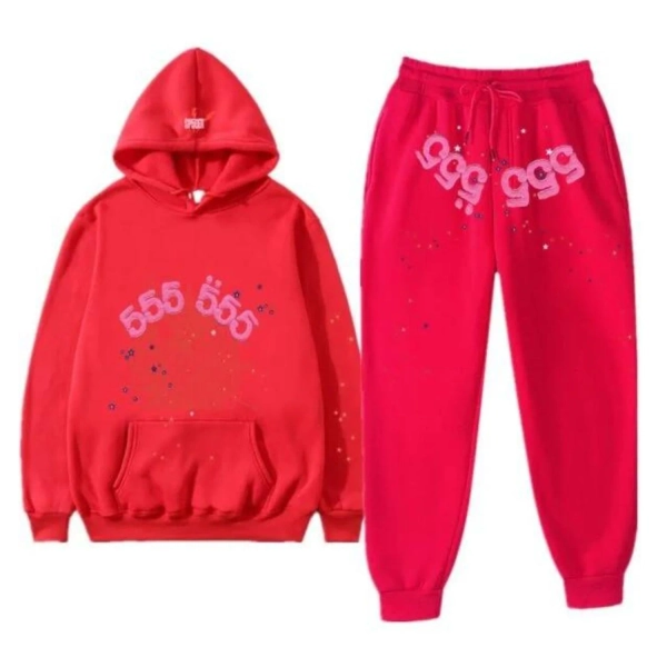 Sp5der Worldwide Red Angel Number 555 Tracksiut Red | SpiderHoodie.org