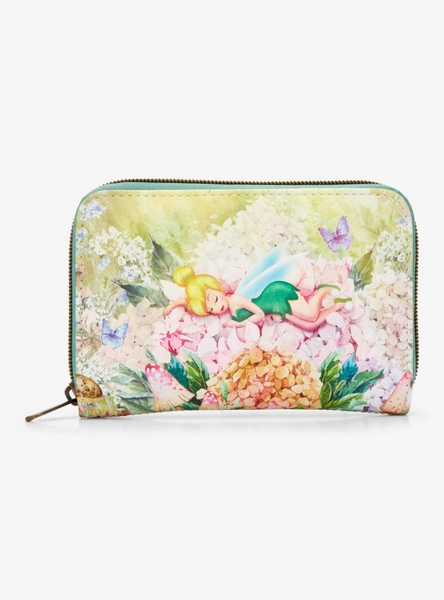 Loungefly Disney Peter Pan Tinker Bell Flowers Mini Zipper Wallet