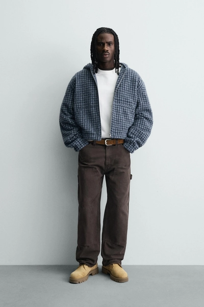PLAID EMBROIDERED HOODIE