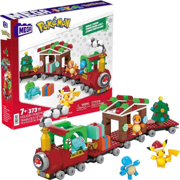 MEGA Pokémon Building Toys Set Holiday Train with 373 Pieces, 4 Articulated and Poseable Characters and Surprises