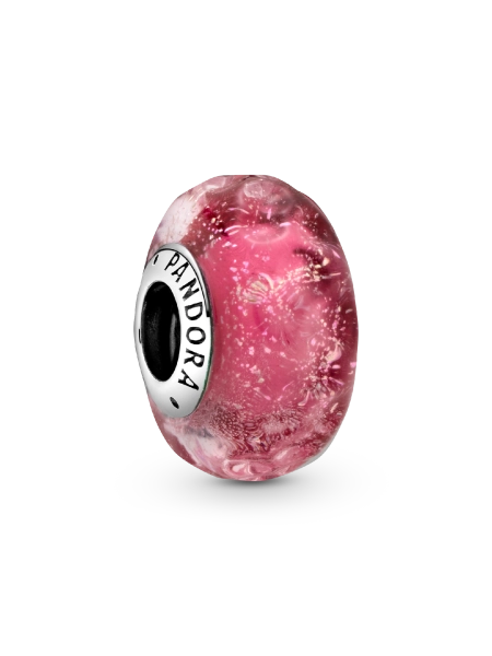 Wavy Fancy Pink Murano Glass Charm