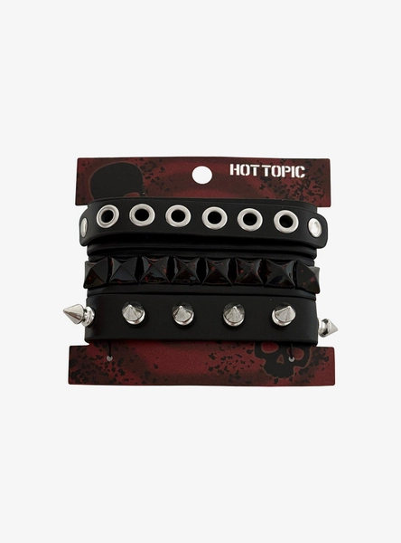 Pyramid Grommet Stud Cuff Bracelet Set