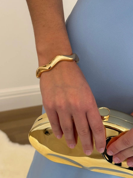 Zig Zag Hinged Cuff Bracelet Gold