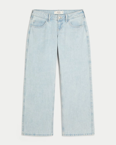 Ultra Low-Rise Light Wash Baggy Jeans