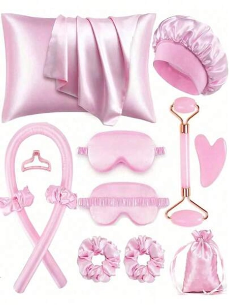 12pcs Sleeping Hair Styling Tools Set, Curlers And Face Massager, 1pc Silk Pillowcase,Suitable For Hair And Skin Queen Set, Silk Heatless Curling Kit, Overnight Curlers, 1pc Sleeping Soft Eye Mask, Face Roller Skin Care Tools For Women,Hair Tools, Hair Products And Accessories For Barber Salon Beauty Travel Essentials.,Back To School,Travel Holiday Essentials,Hair Accessories For Women,Hair Curlers,Curly Hair Brush,Rollers,Curly Hair Products,Curler,Rollers For Hair,Hair Curl,Curly Hair Tools,Hair Roller,Curly Hair,Heatless Curl,Heatless Curls,Hair Curler,Barber,Hair Tools,Hair Products,Hair Curlers,Barber Accessories,Travel,Rollers,Hair Stuff,Hair Accessories,Curly Hair Products,Curler,Rollers For Hair,Hairdressing Equipment,Hair Curl,Curly Hair Tools,Hair Roller,Christmas,Barbershop,Hair Curling Iron, Barber Accessories, Hair Accessories, Curling Iron, Hairdressing,Heatless Waves,Travel Essentials,Hairstyle,Hairdressing