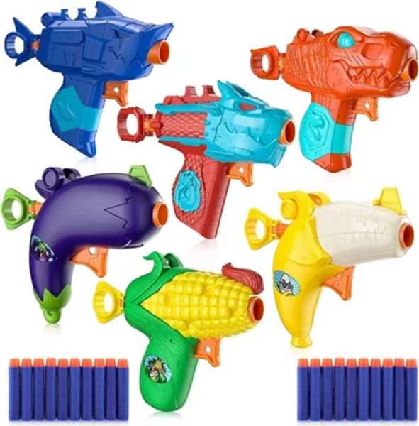 6 Pack Blaster Toy Gun Set With 20 Refillable Soft Foam Darts Shoot For Family Fun Xmas Christmas Gift