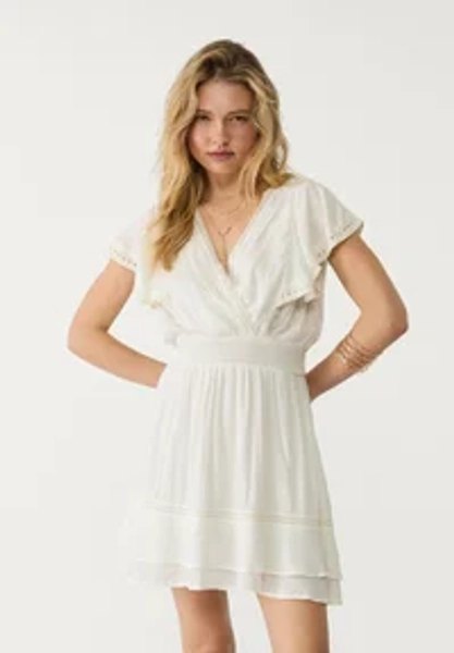 FLOWING RUFFLED - Freizeitkleid - beige