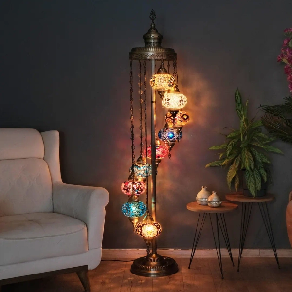 Handmade Turkish Mosaic Floor Lamp, Customizable Globe Lighting, 4 Different Models of Indoor Lighting - Etsy