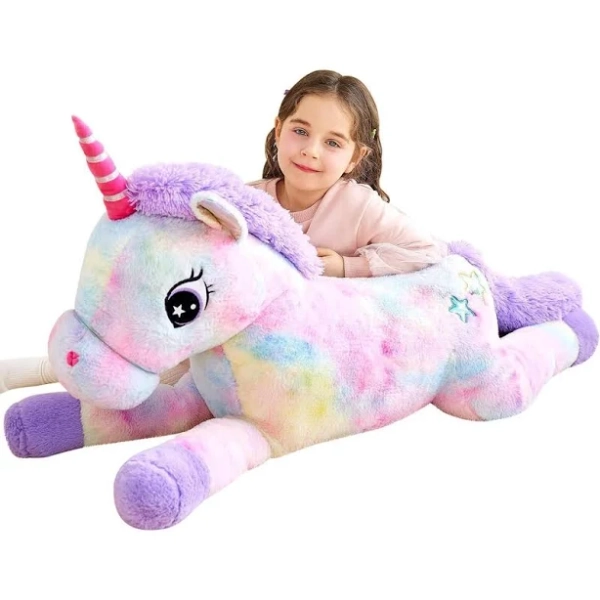 IKASA Giant Unicorn Stuffed Animal Plush Toy,Large Cute Jumbo Soft Toys,Huge Big Size Plushy Fluffy Fat Oversized Plushie,Gifts for Kids Girls Boys