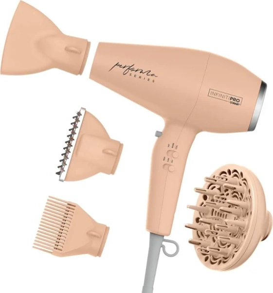 Conair Infiniti Pro Hair Dryer with Diffuser plus 3 Other Attachments | Performa Series Hair Dryer | Blow Dryer with Professional Performance Motor