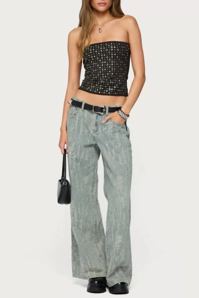 Edikted Blanco Studded Grommet Tube Top