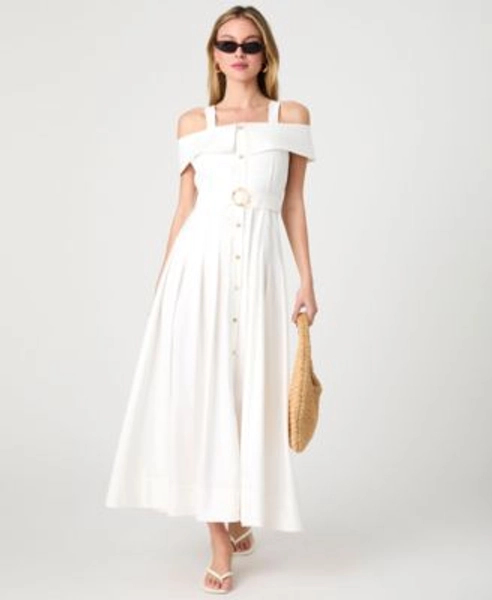 Women's Off-The-Shoulder Midi Shirtdress
