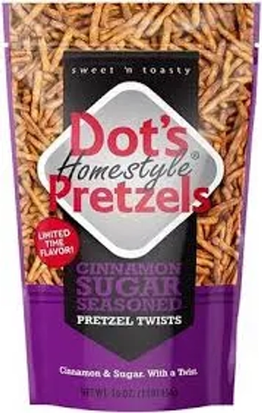 Dots Homestyle Pretzels Cinnamon Sug 16z