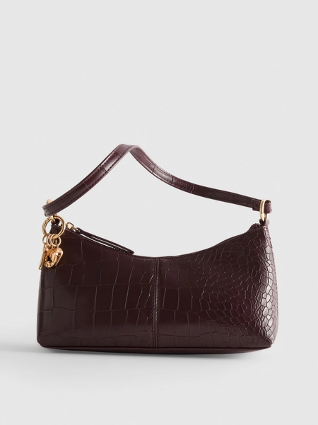 Faux Leather Crocodile Shoulder Bag