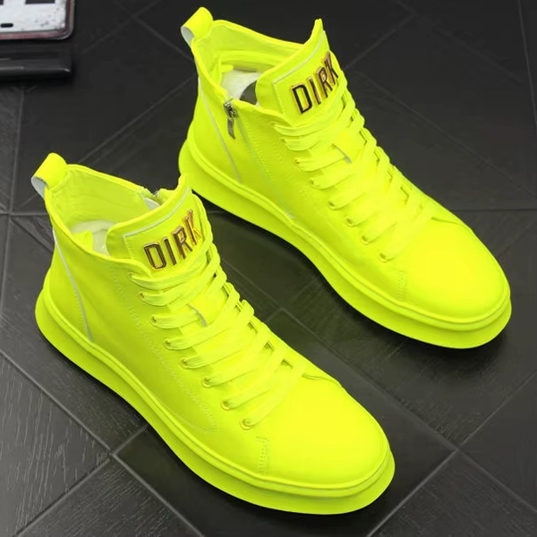 Men's High Boots Shiny Patent Leather Board Boys High-Top Casual Shoes 2025 New Fluorescent Green Gold Silver White Men'sneakers - AliExpress 322