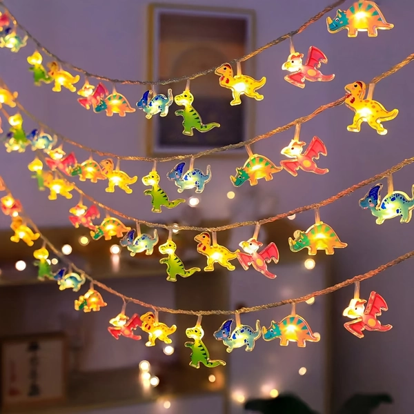 Dinosaur-Shaped LED String Lights, Battery-Operated Ambient Color Lights, for Bedroom Party Birthday Christmas and Halloween Decorations, 1 pc 1.5 m/3 m, Home Party and Holiday Atmosphere Decor Lights, Bedroom Mood Lighting
