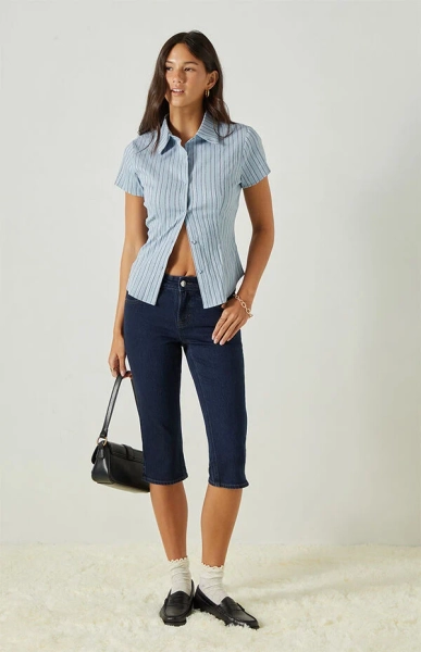 Clara Striped Button Up Top