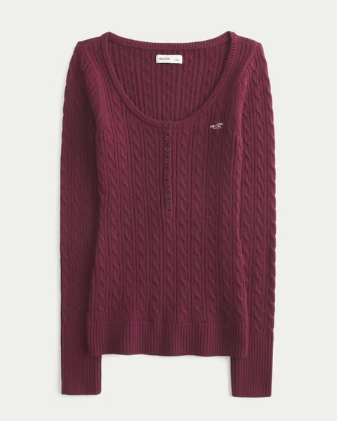 Cable-Knit Icon Henley Sweater