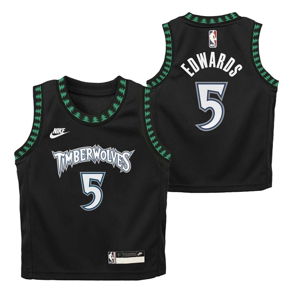Nike Kids' Minnesota Timberwolves Anthony Edwards #5 Hardwood Classics Swingman Jersey Black 7