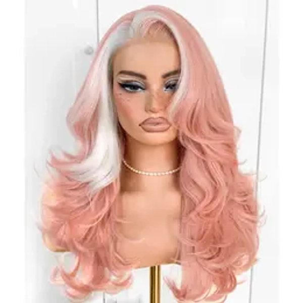 Feather Layered Hair Pre Plucked Cuting Style Long 13x6 Synthetic Lace Front Wig Wear and Go Glueless Natural Hairline Burgundy Blonde Black Wig