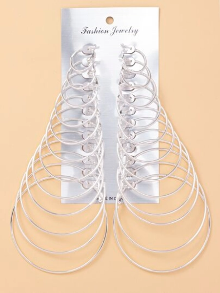 12pairs/set Minimalist Hoop Earrings
