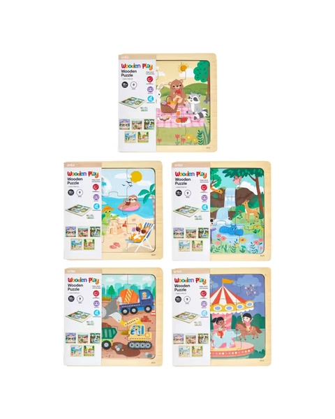 9 Piece Wooden Puzzle - Assorted - Assorted - One Size