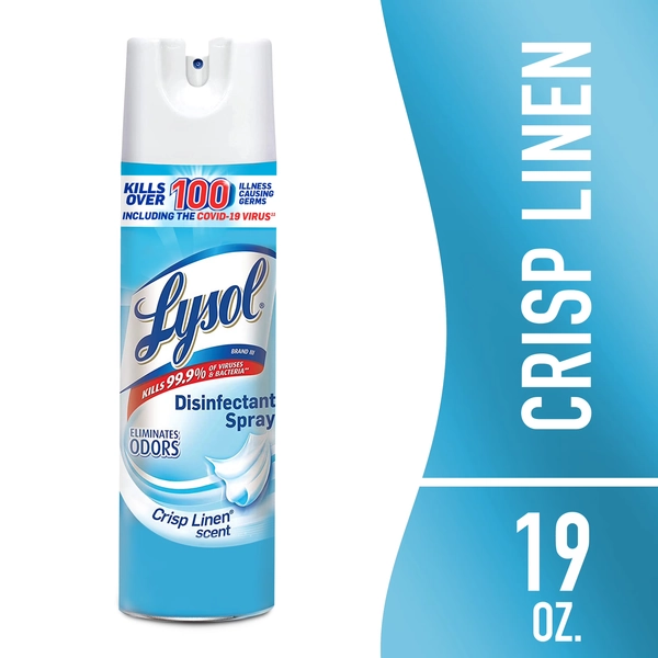 Lysol Disinfectant Spray, Sanitizing and Antibacterial Spray, Deodorizer, Crisp Linen, 19 oz - Walmart.com
