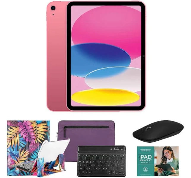 Apple iPad 11" A16 Wi-Fi 128GB with Keyboard and Accessories,Pink Tropical