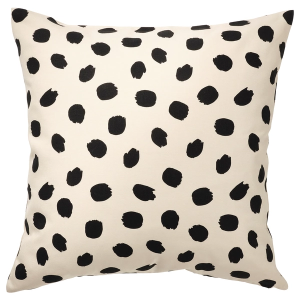 ODDNY Fodera per cuscino - bianco sporco/motivo a pois nero 50x50 cm