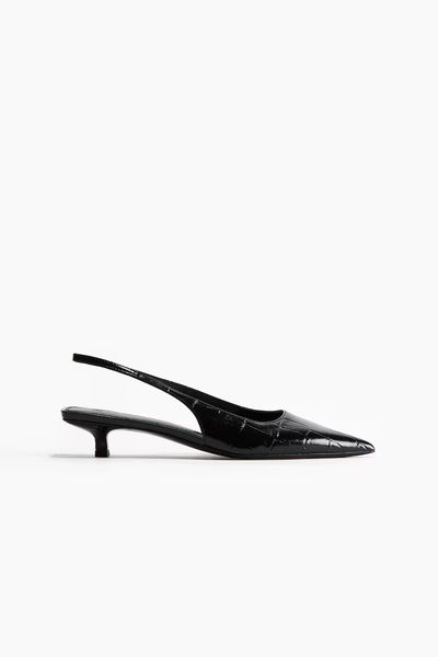 Escarpins à bout pointu avec talon kitten heel - Noir