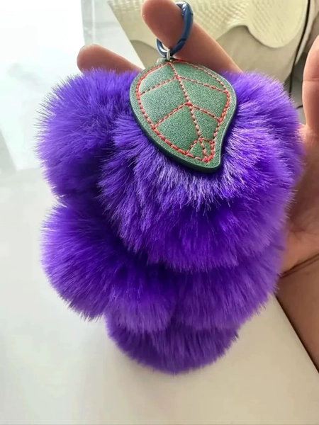 Lovely Grape Pom Poms Keychains Fluffy Pompoms Keychain Imitation rex rabbit fur Pompoms Keyring Car Key Chain Pendant Accessor - AliExpress 36