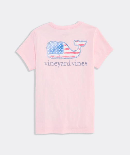 Girls' Water Color Flag Whale Short-Sleeve Pocket Tee