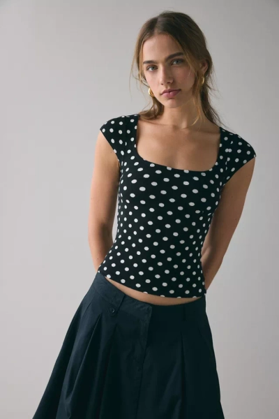 BDG Drew Cap Sleeve Square Neck Cropped Tee