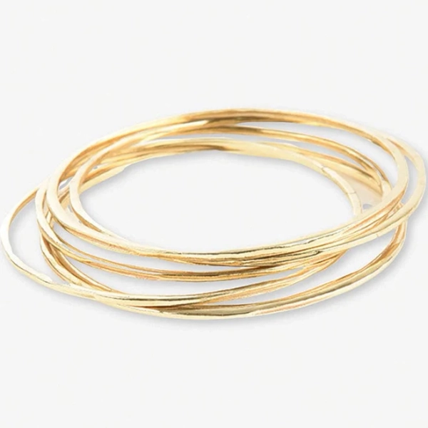 INK+ALLOY Women's Katherine Rounded Brass Bangle Set of 6