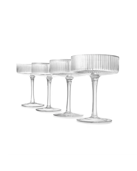 4 Linear Coupe Champagne Glasses