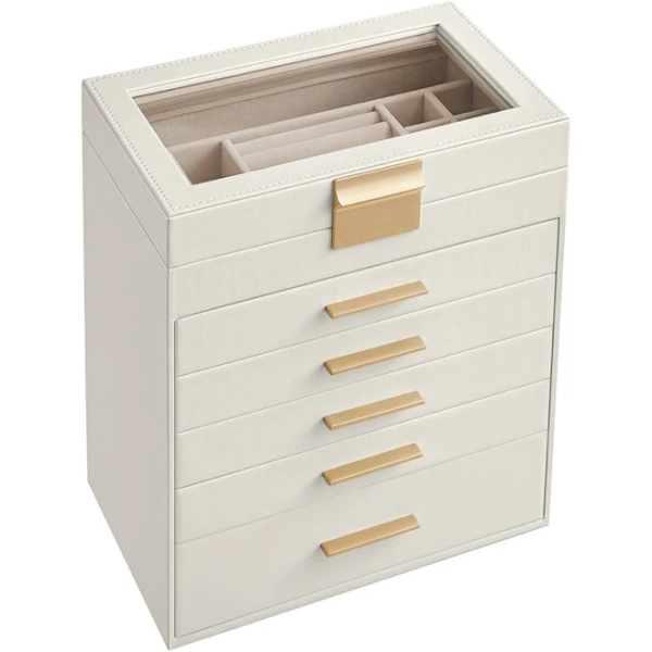 SONGMICS Jewelry Box with Glass Lid