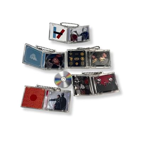 Mini CD Keychain NFC - 5 CDs Discography Twenty One Pilots | Personalized, Tap to Play on Spotify